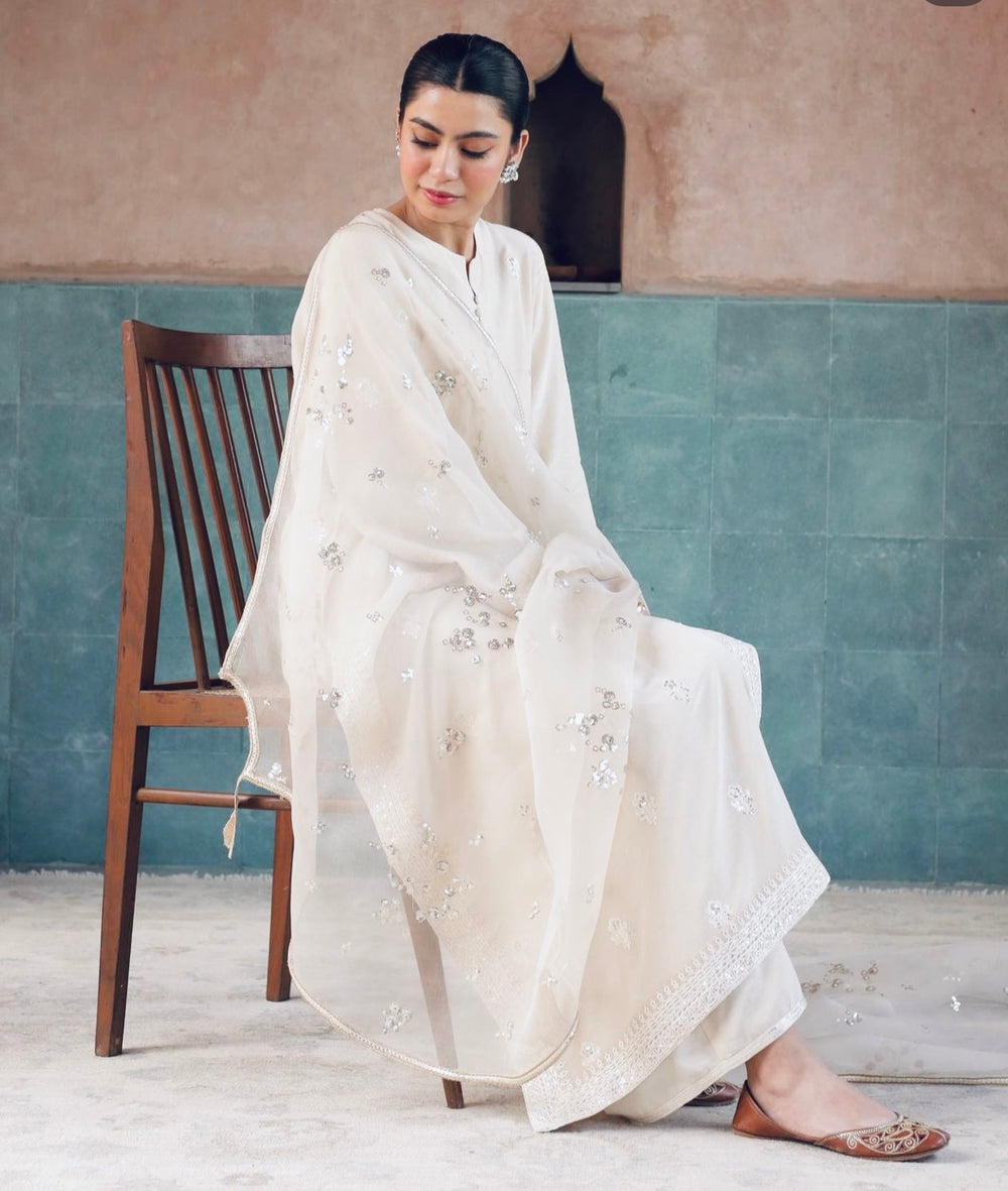 Noor-e-Eid / Ivory | Stitched- 3 Piece