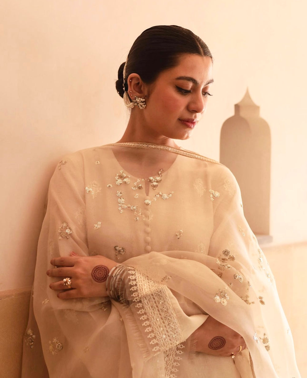 Noor-e-Eid / Ivory | Stitched- 3 Piece