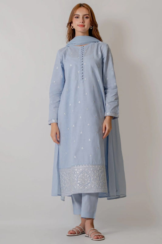 Soft Sky Embroidery |3-piece Stitched Dress