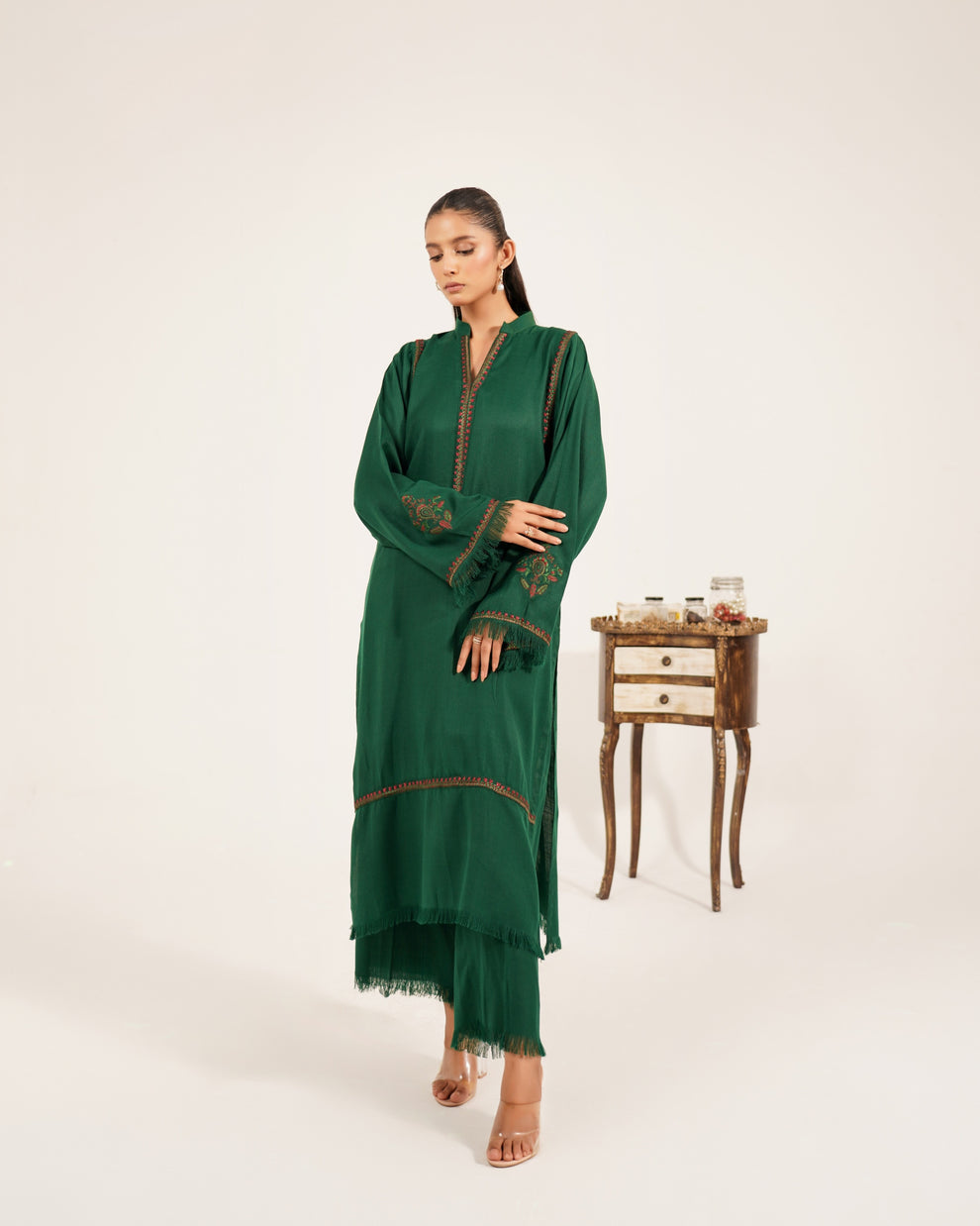 Rich Green Dhanak 2-piece