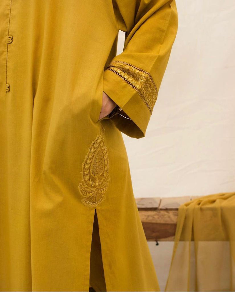 Mustard| 3-Piece Stitched Suit