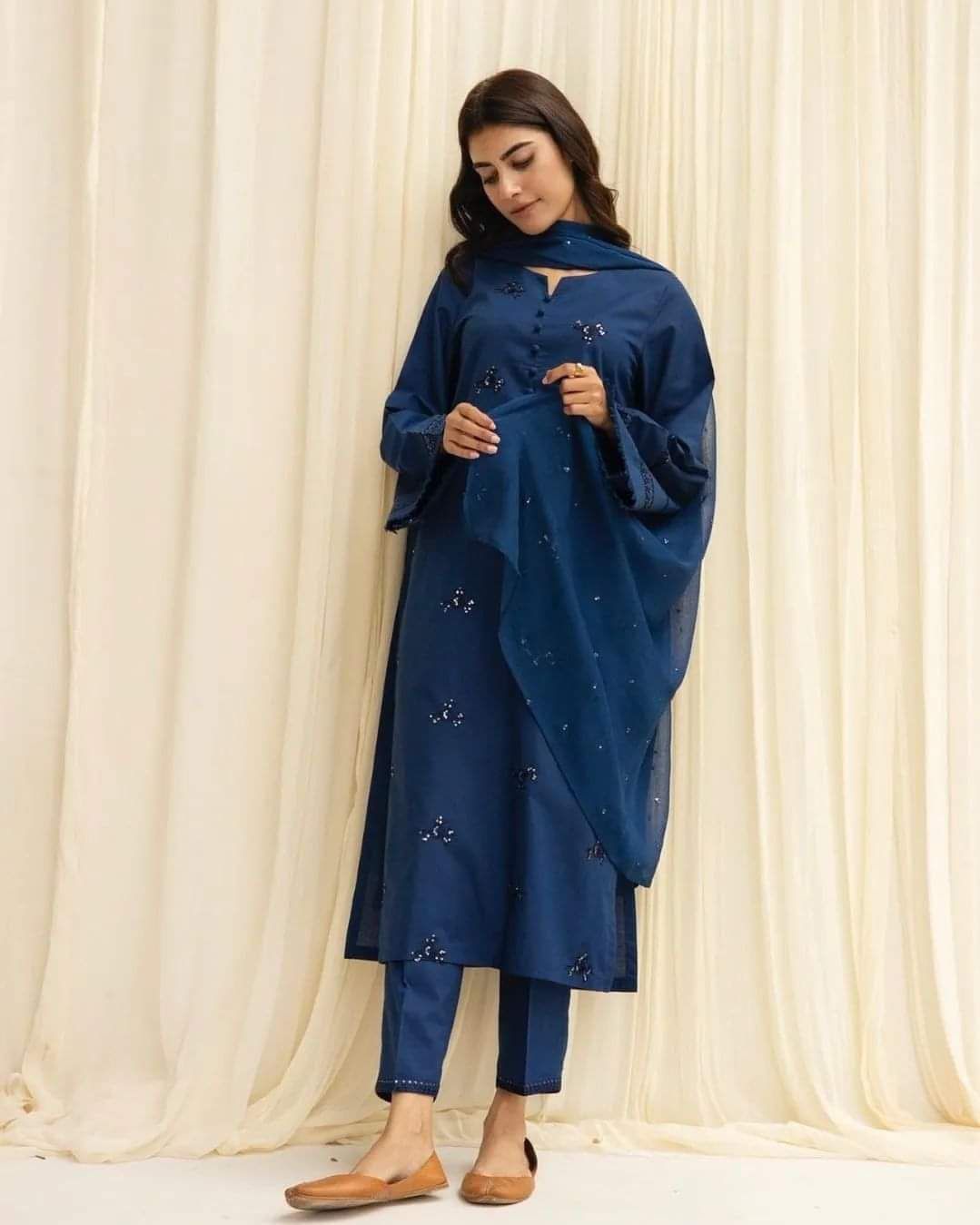 Blue Khaddar 2-Piece