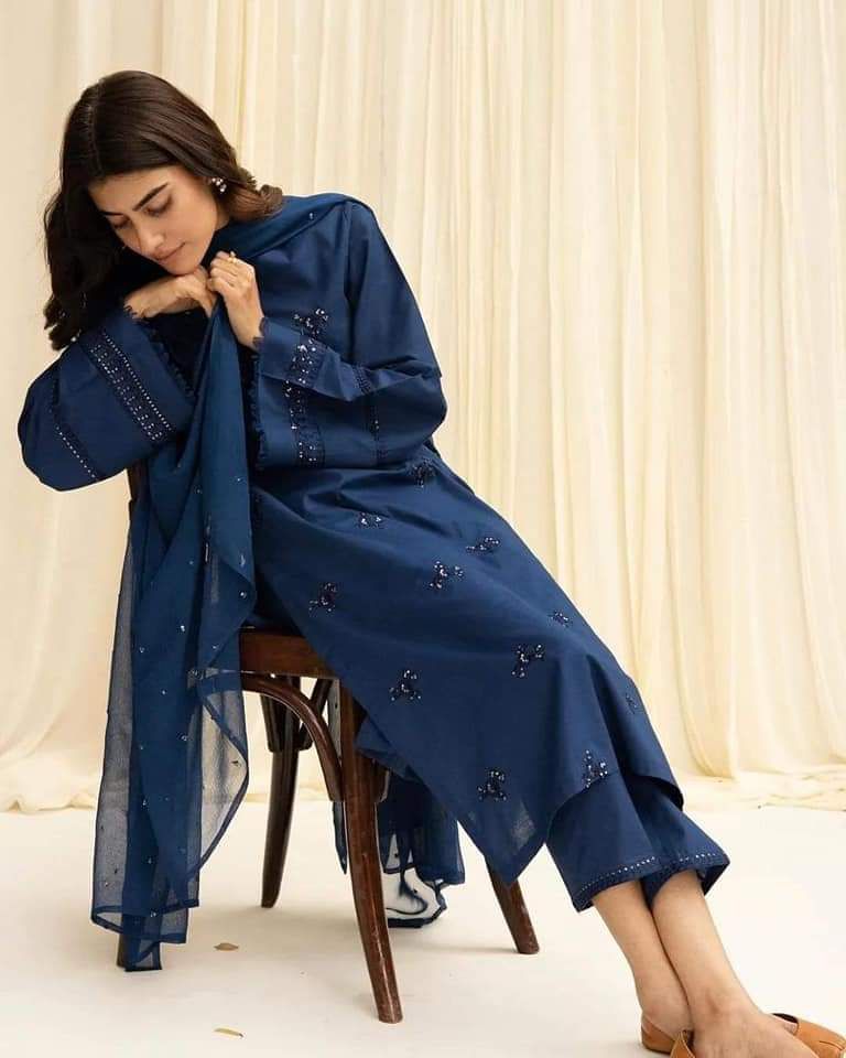 Blue Khaddar 2-Piece