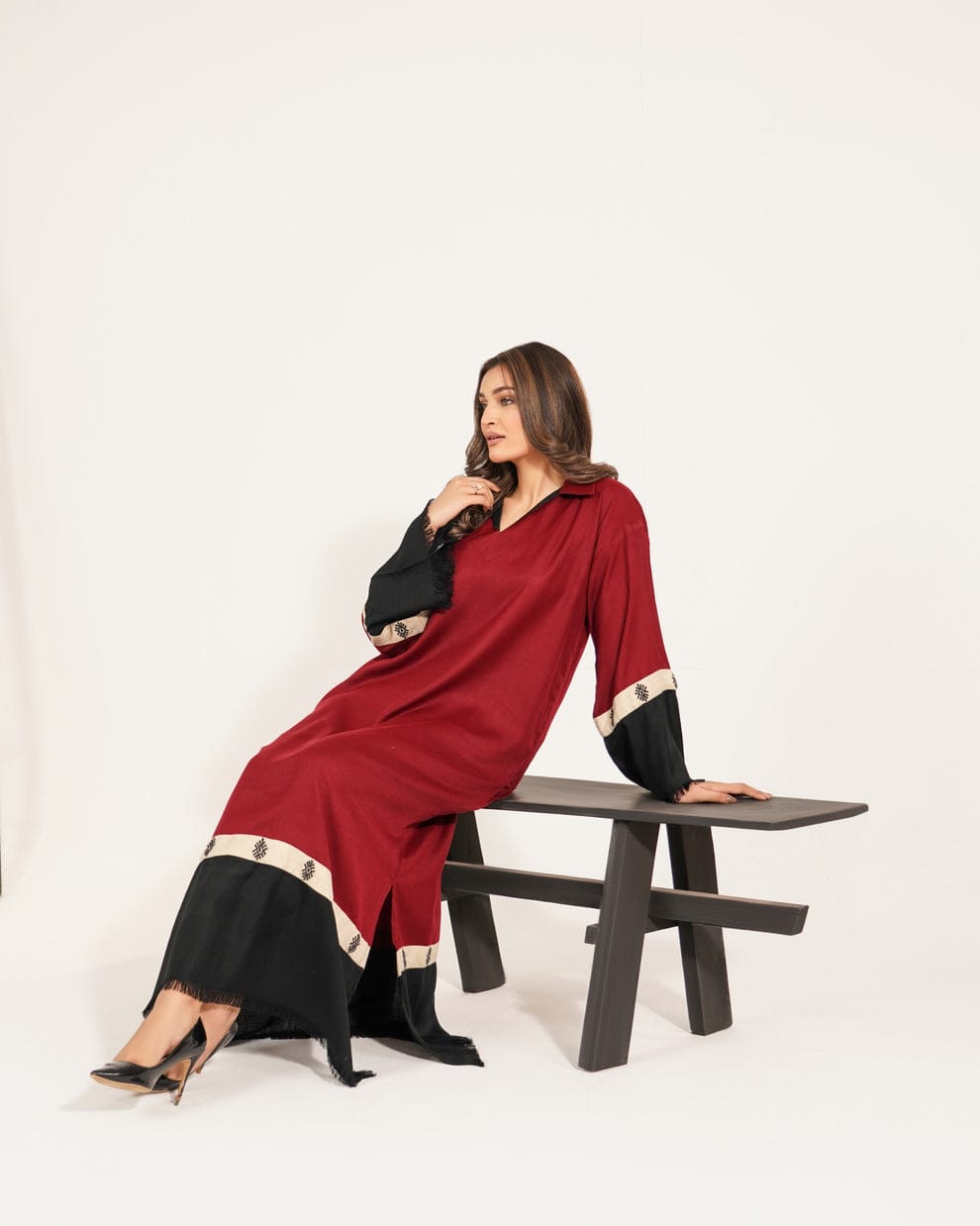 Cherry Black Elegance |2-piece Long Dress