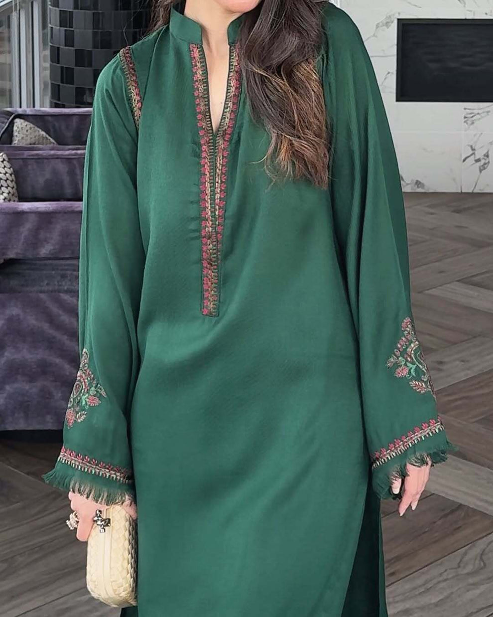 Rich Green Dhanak 2-piece