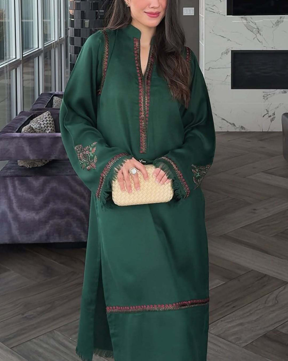 Rich Green Dhanak 2-piece